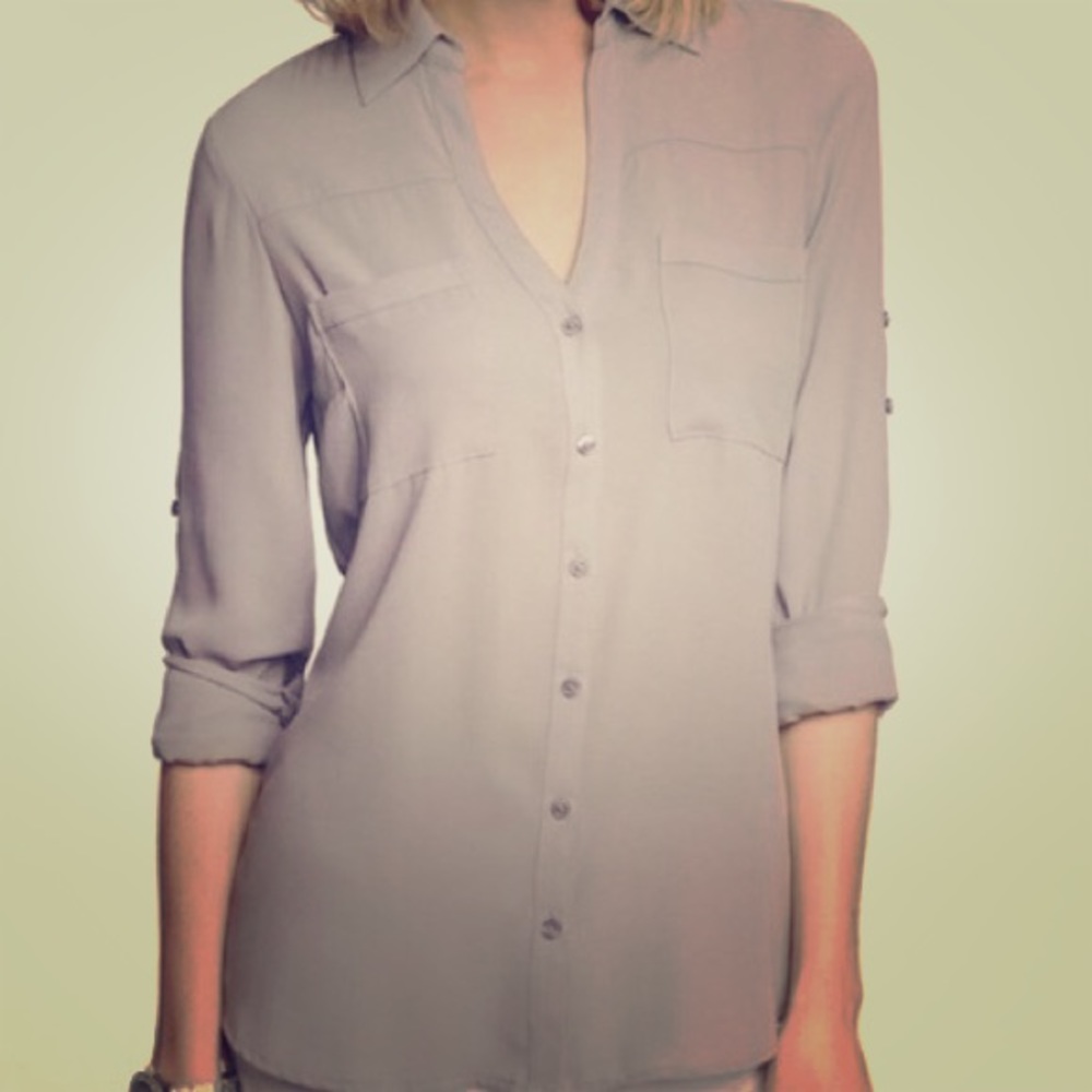 Express Portofino Gray Blouse